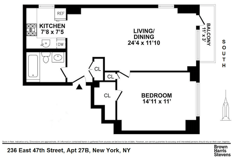 Floorplan for 236 East 47th Street, 27B