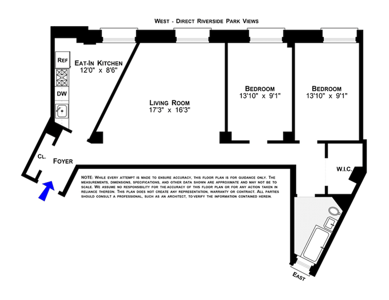 Floorplan for 380 Riverside Drive, 1J