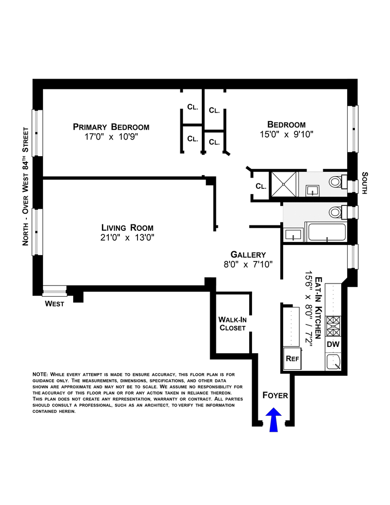 Floorplan for 316 West 84th Street, 5A