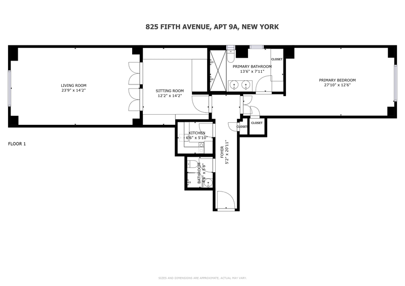 Floorplan for 825 Fifth Avenue, 9A