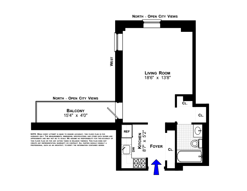 Floorplan for 201 West 74th Street, 16C