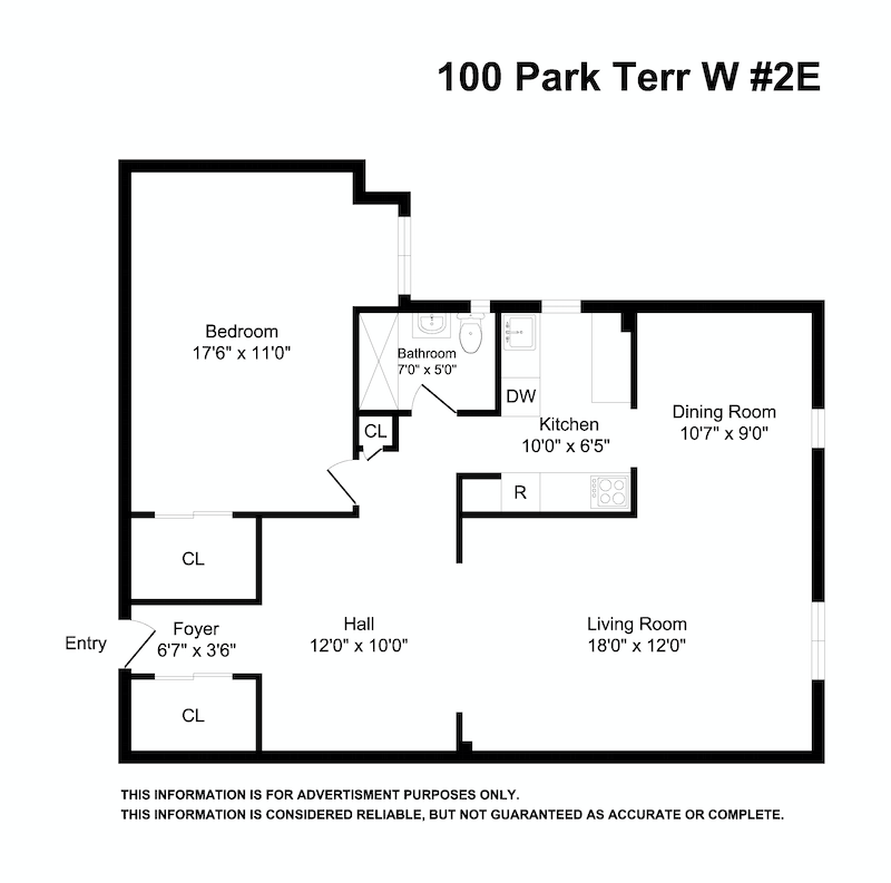 Floorplan for 100 Park Terrace West, 2E