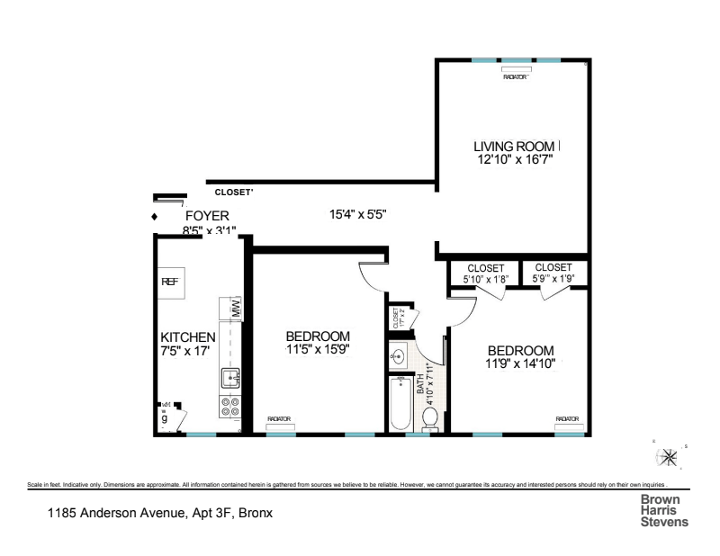 Floorplan for 1185 Anderson Avenue, 3F