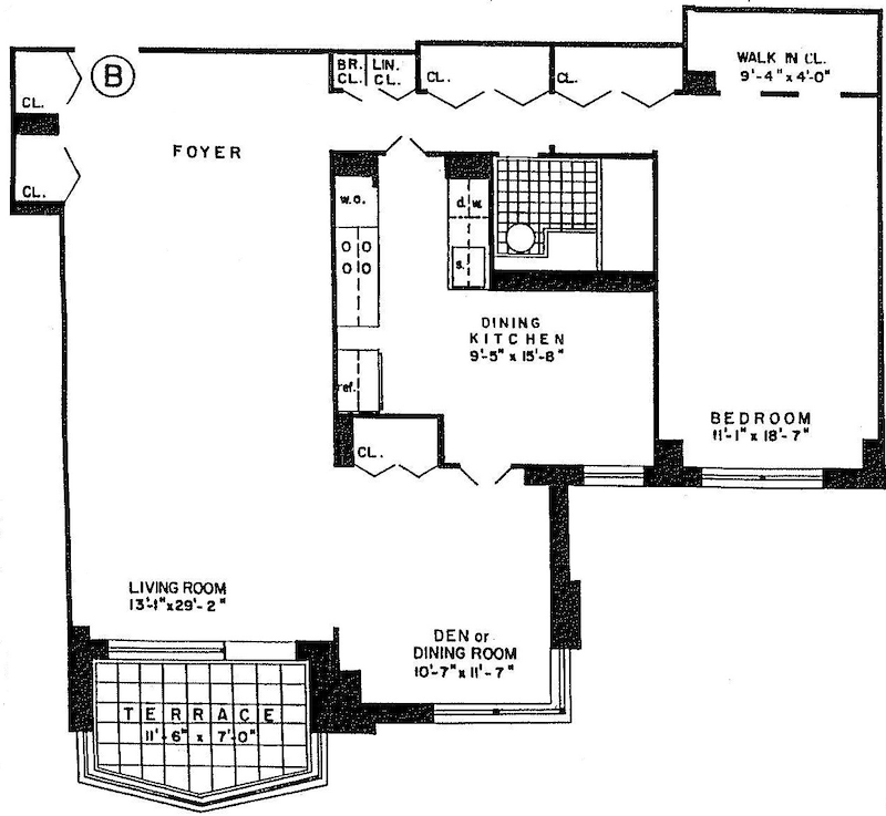 Floorplan for 3333 Henry Hudson Parkway, 14B