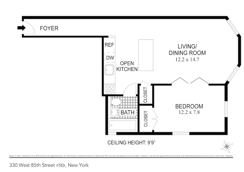 Floorplan for 330 West 85th Street, 5D