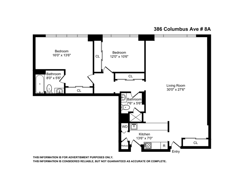 Floorplan for 386 Columbus Avenue, 8A