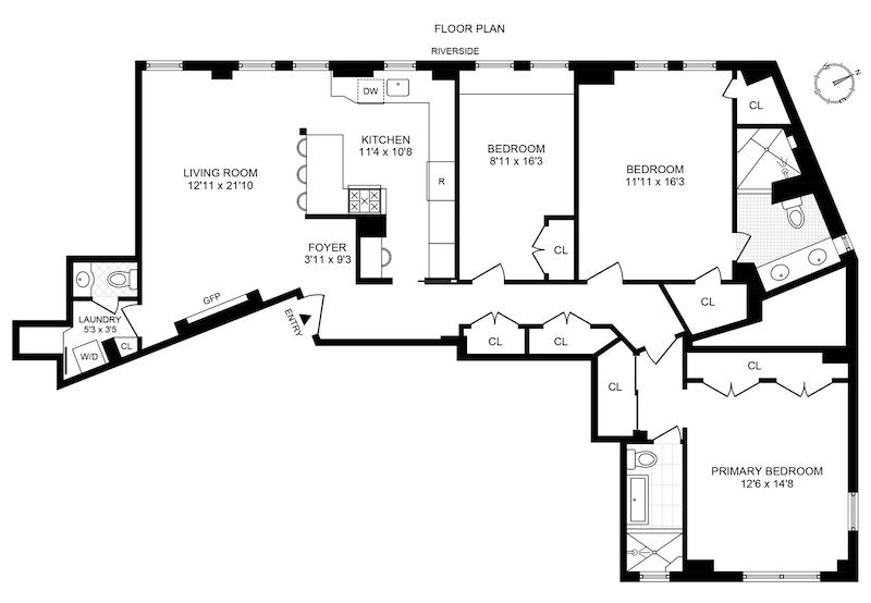 Floorplan for 230 Riverside Drive, 14AC