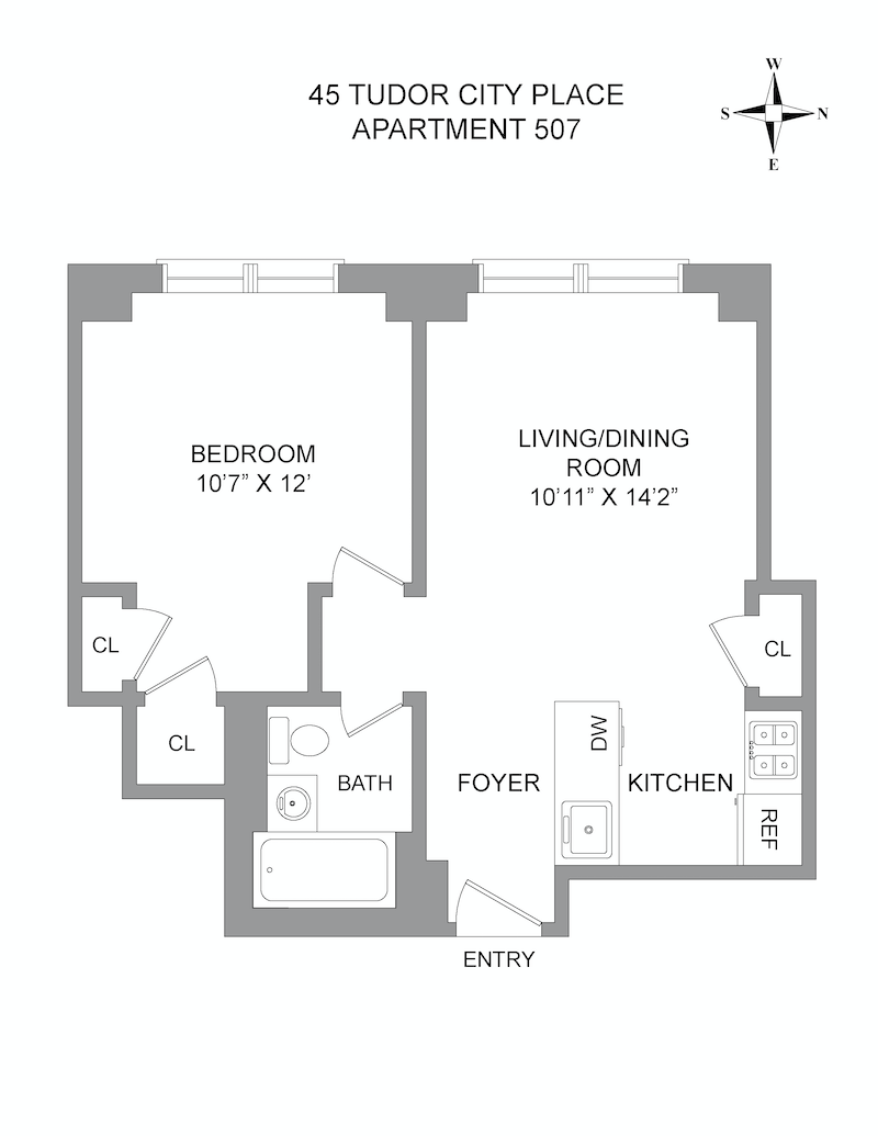 Floorplan for 45 Tudor City Place, 507