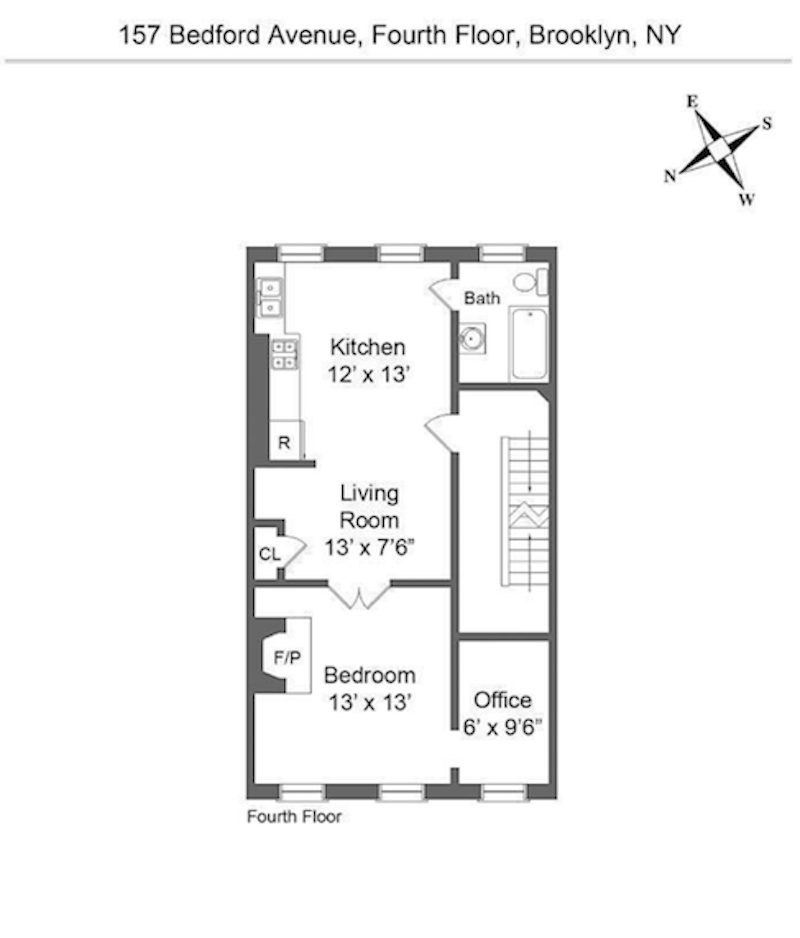 Floorplan for 157 Bedford Ave