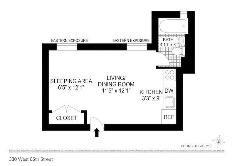 Floorplan for 330 West 85th Street, 2G