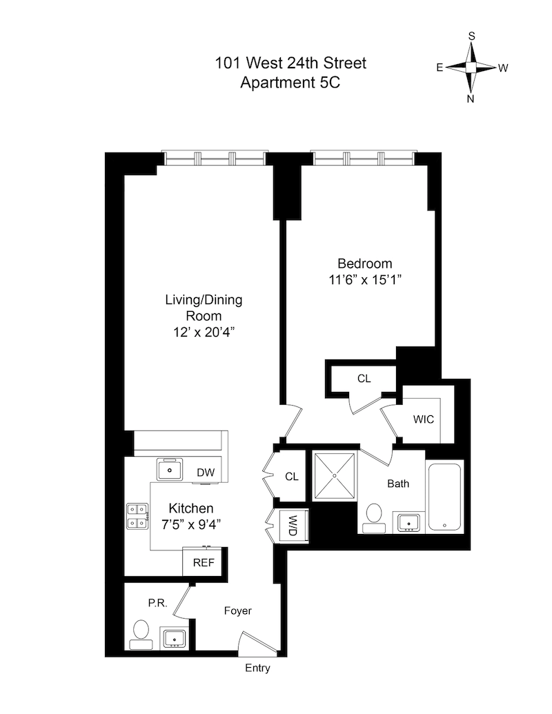 Floorplan for 101 West 24th Street, 5C