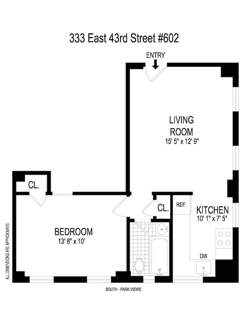 Floorplan for 333 East 43rd Street, 602