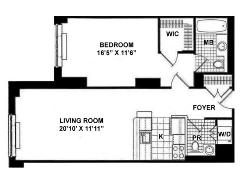 Floorplan for 1760 Second Avenue, 3B