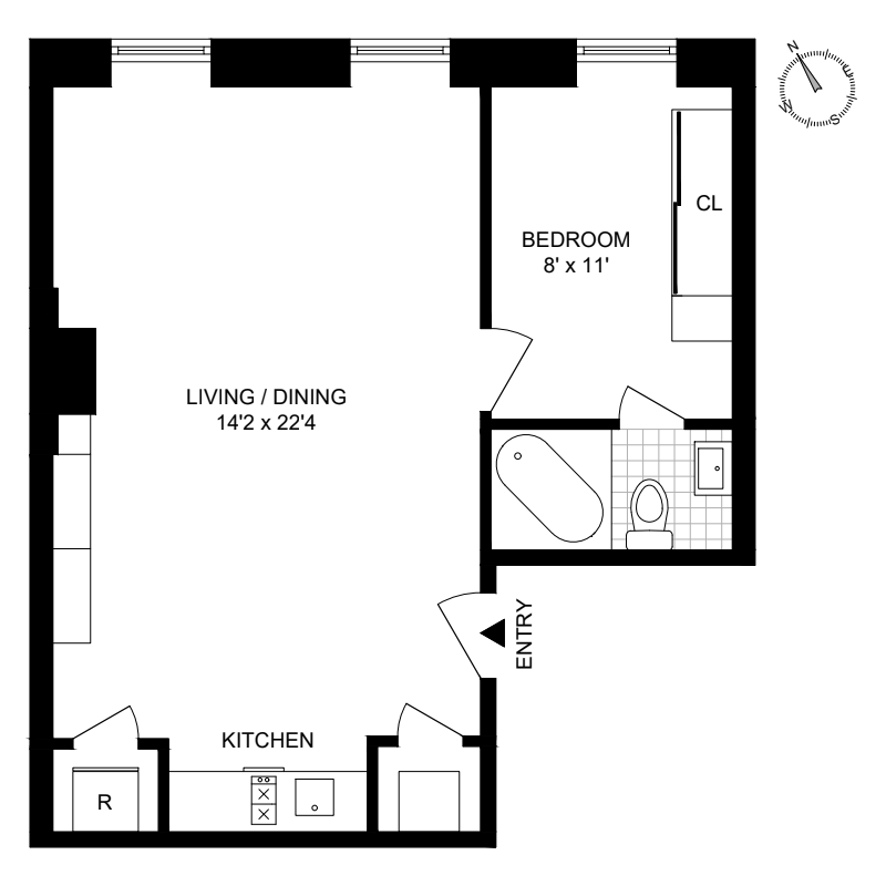 Floorplan for 452 West 23rd Street, 2A