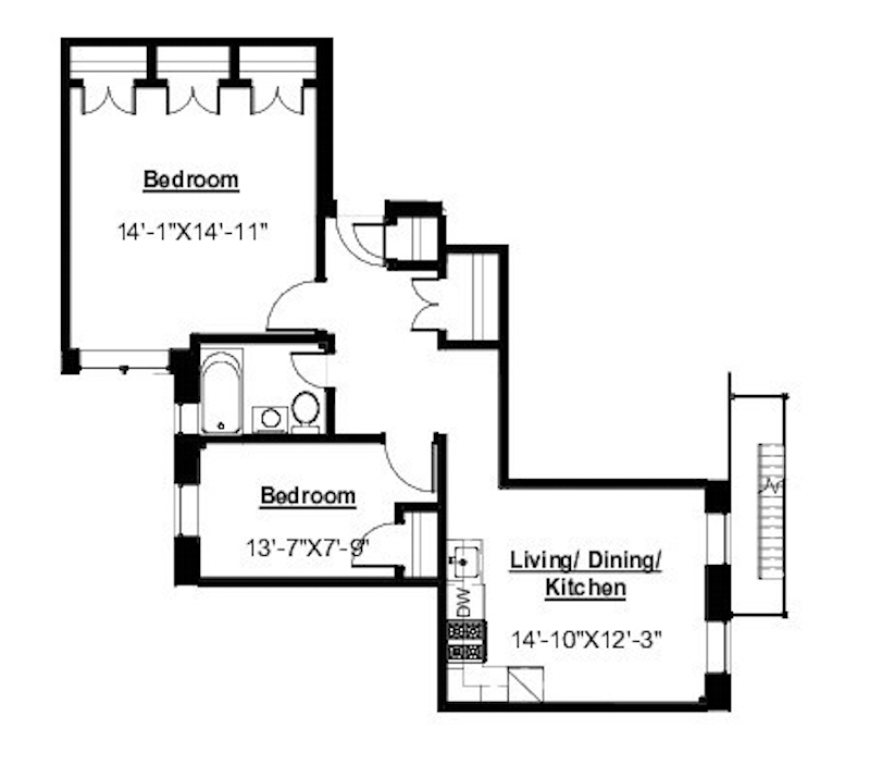Floorplan for 105 Bennett Avenue, 44B