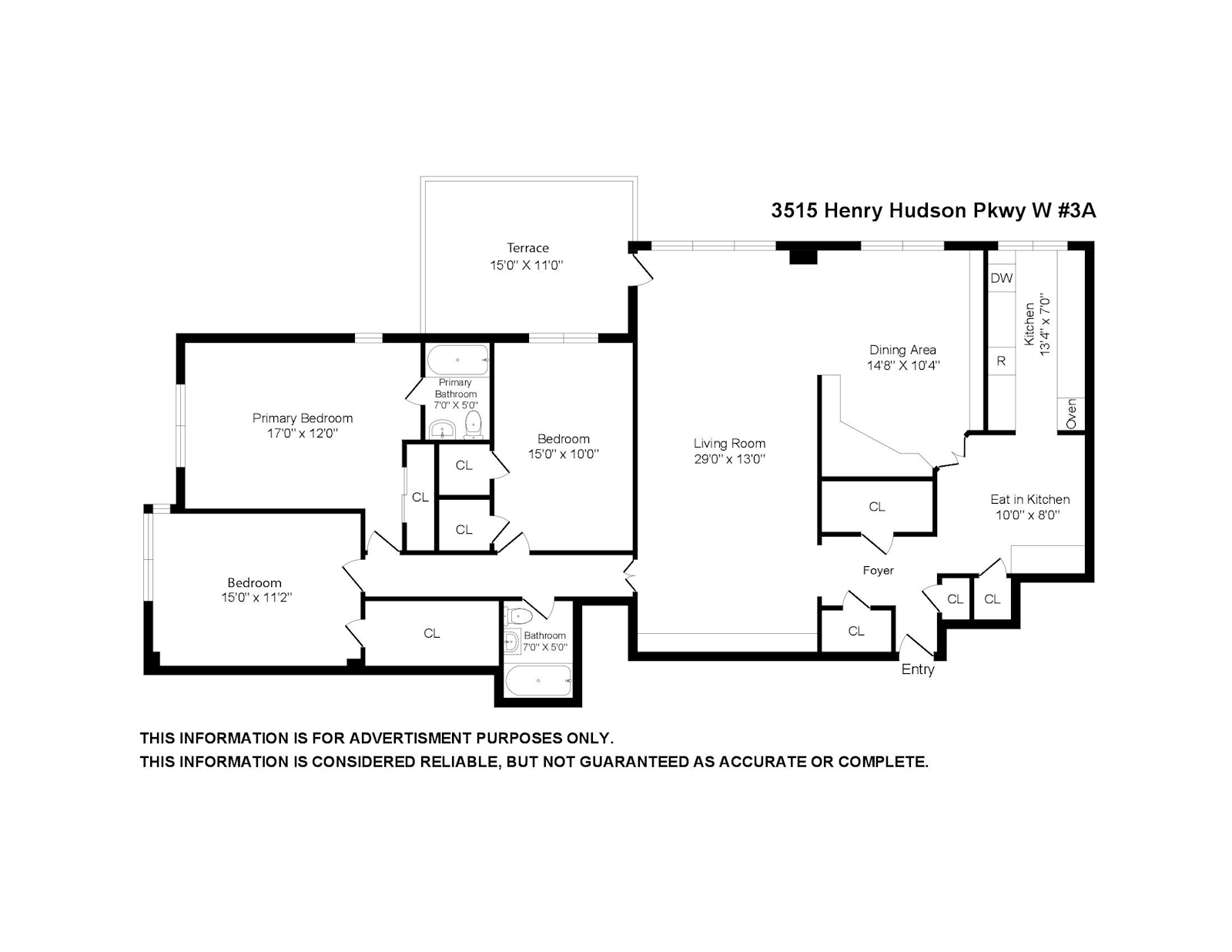 Floorplan for 3515 Henry Hudson Pkwy W, 3A