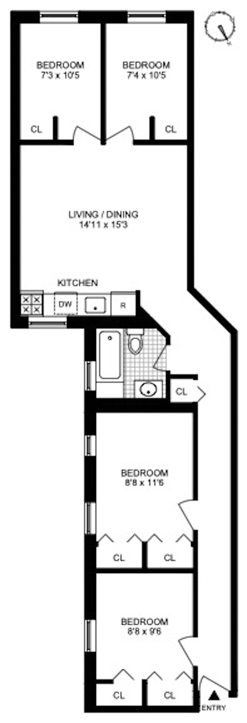 Floorplan for 205 West 103rd Street, 5E