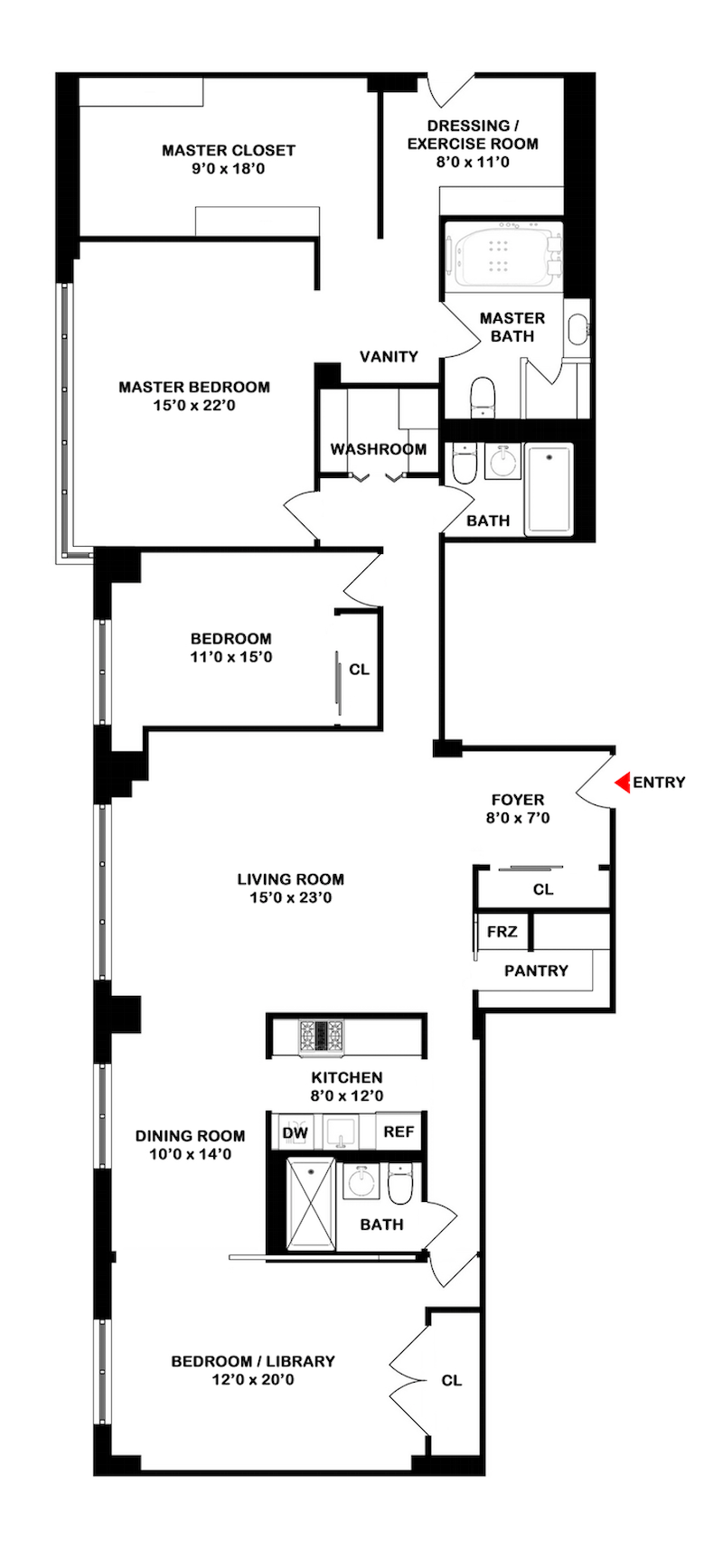 Floorplan for 1175 York Avenue, 15LM