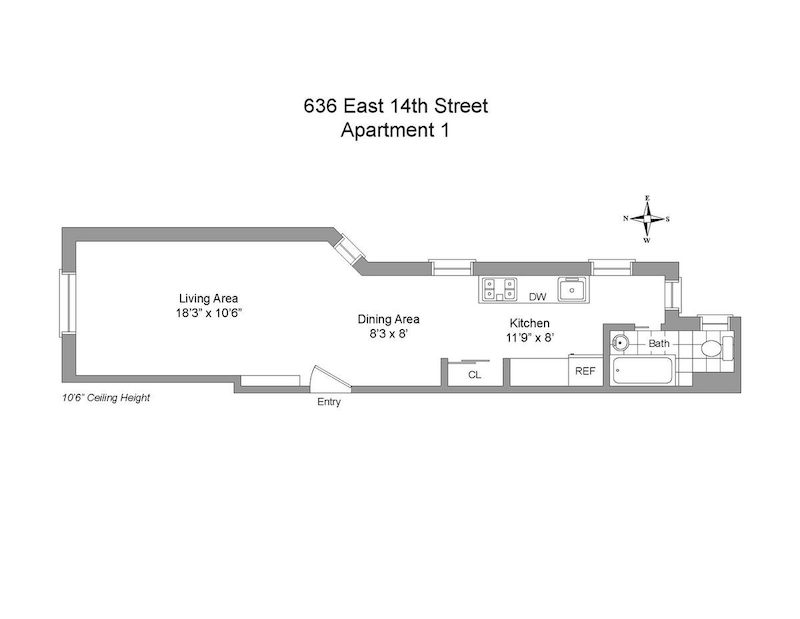 Floorplan for 636 East, 14th Street, 1