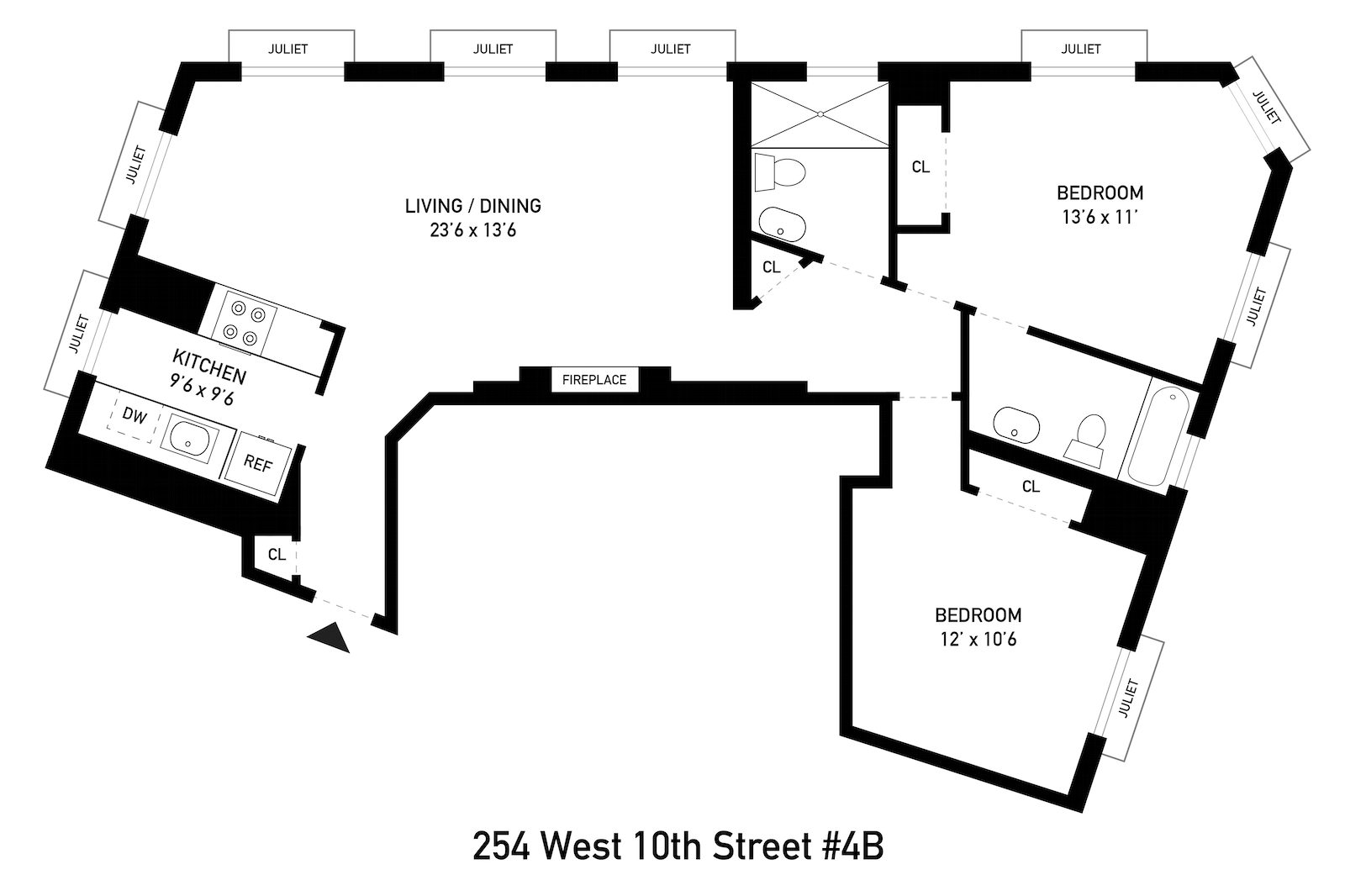 Floorplan for 254 West 10th Street, 4B