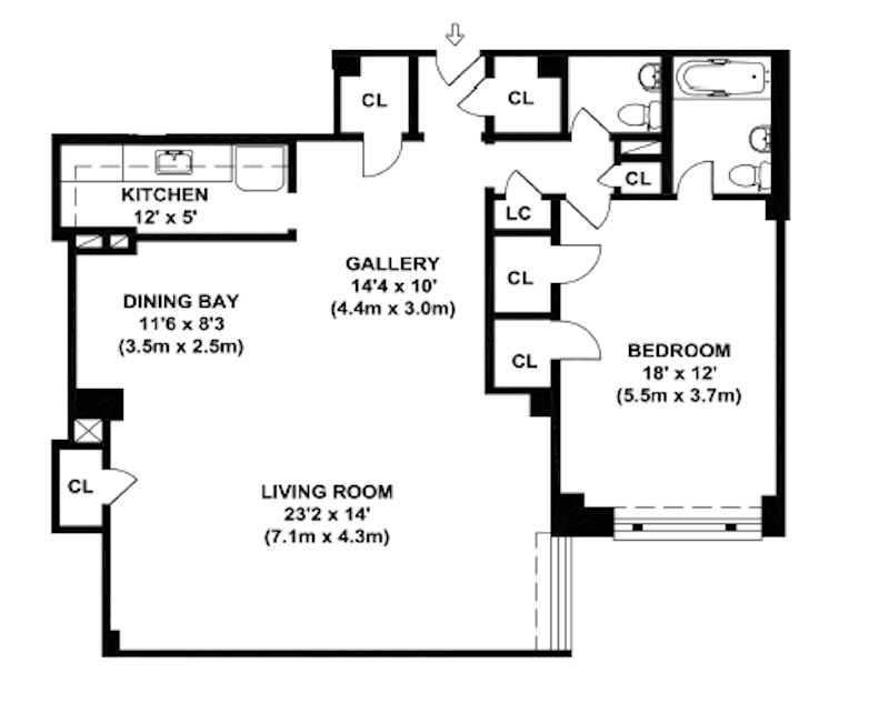 Floorplan for 45 Sutton Place South, 14G