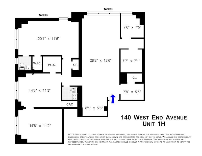 Floorplan for 140 West End Avenue, 1H