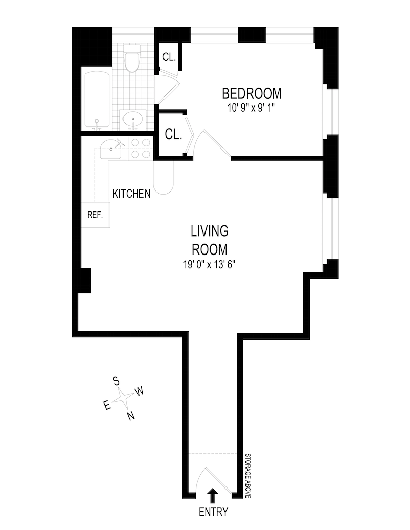 Floorplan for 54 West 74th Street, 412A