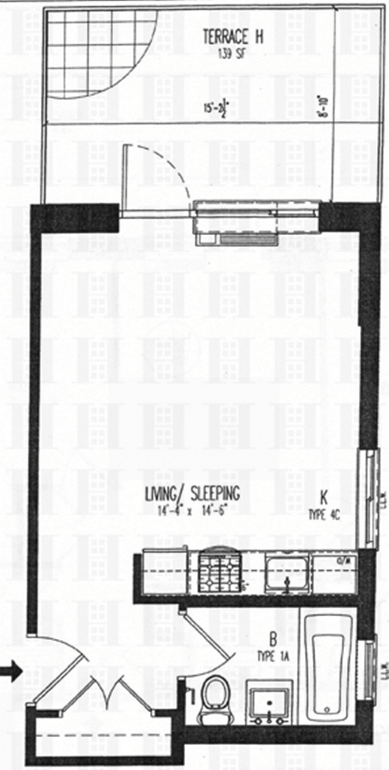 Floorplan for 505 West 47th Street, 1HS
