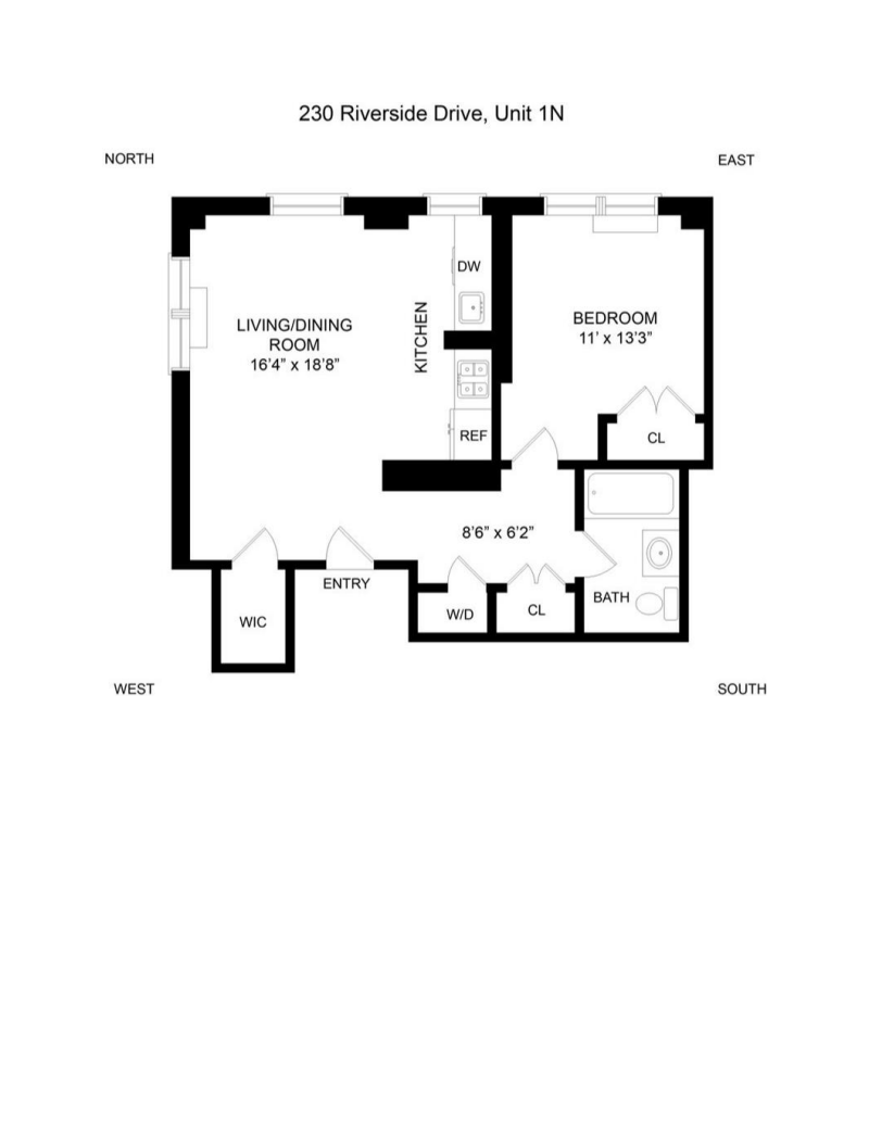 Floorplan for 230 Riverside Drive, 1N