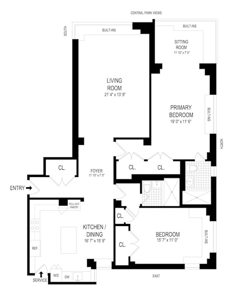Floorplan for 1056 Fifth Avenue, 7A