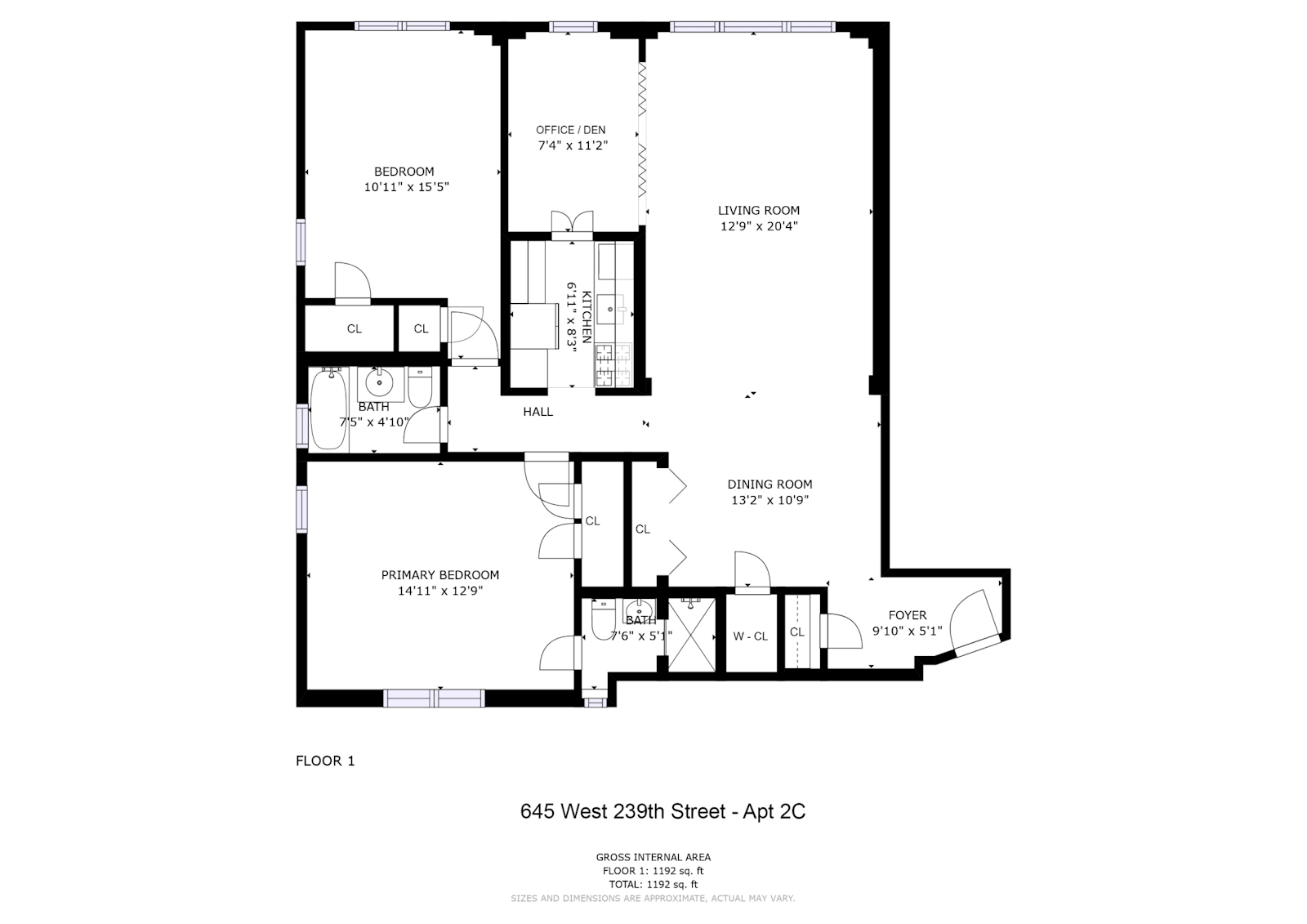 Floorplan for 645 West 239th Street, 2C