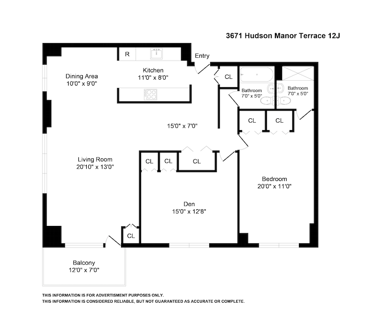 Floorplan for 3671 Hudson Manor Terrace, 12J