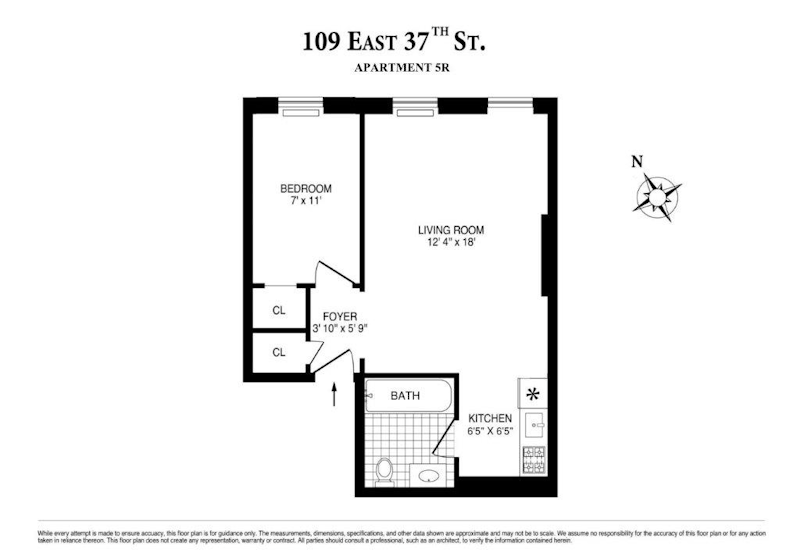 Floorplan for 109 East 37th Street, 5R
