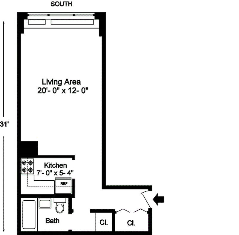 Floorplan for 430 West 34th Street, 7J