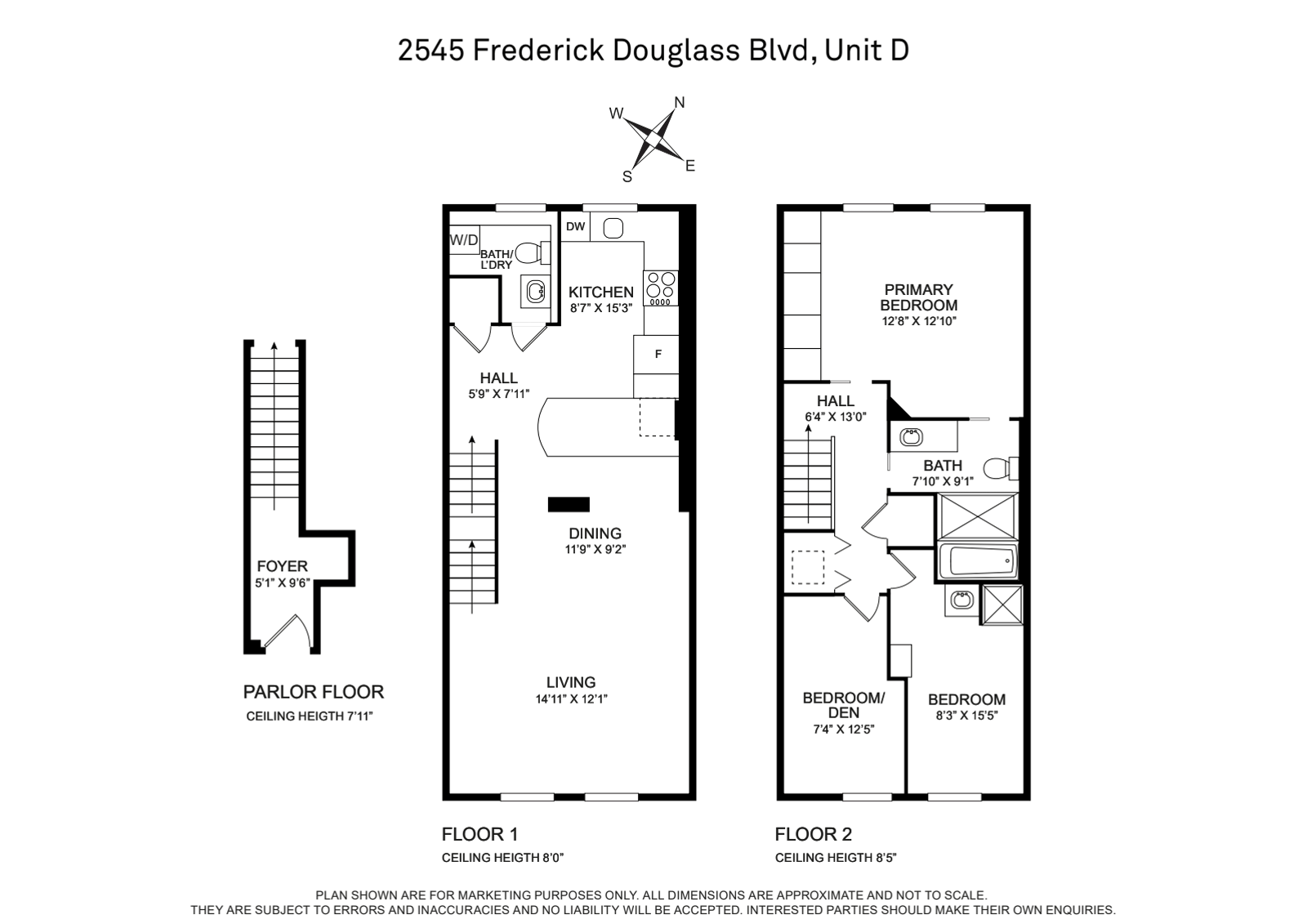 Floorplan for 2545 Frederick, Douglass B, D