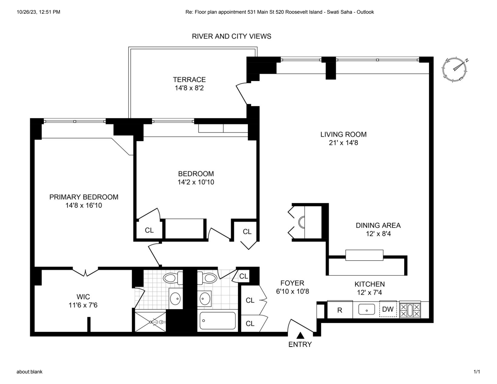 Floorplan for 531 Main Street, 520
