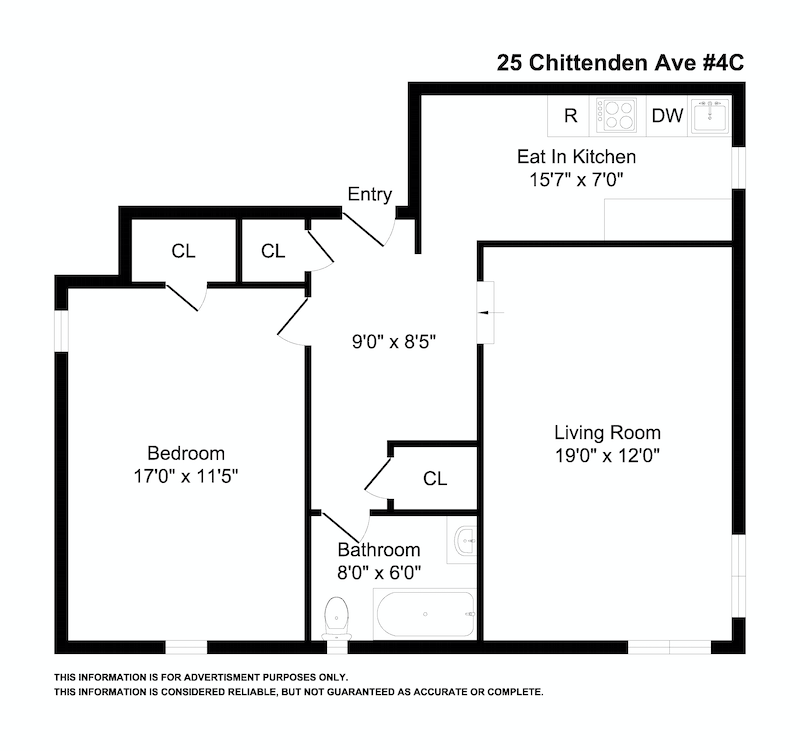 Floorplan for 25 Chittenden Avenue, 4C