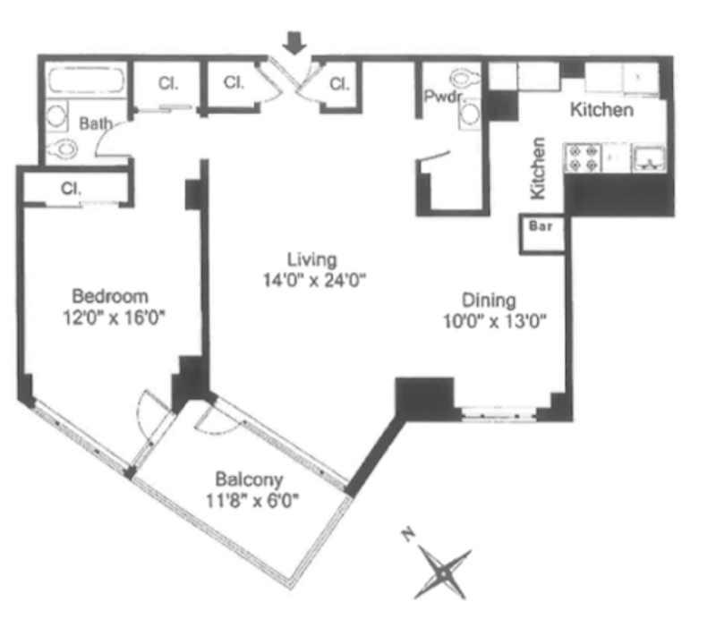 Floorplan for 60 Sutton Place South, 3EN