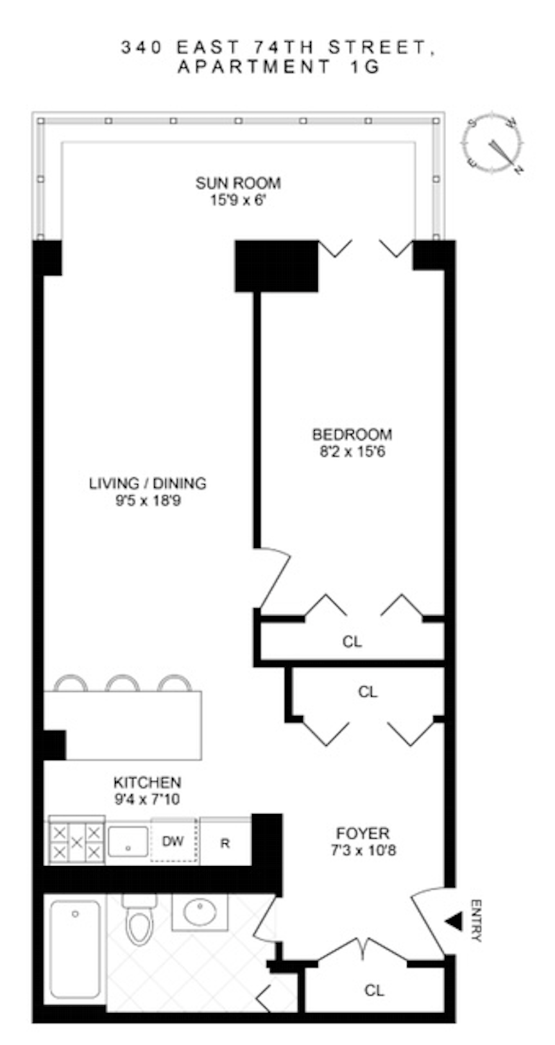 Floorplan for 340 East 74th Street, 1G