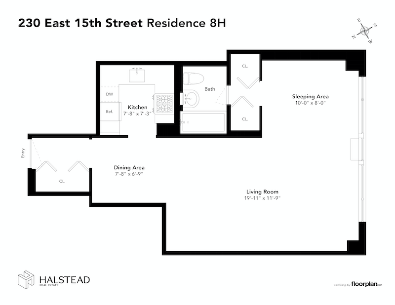 Floorplan for 230 East 15th Street, 8H