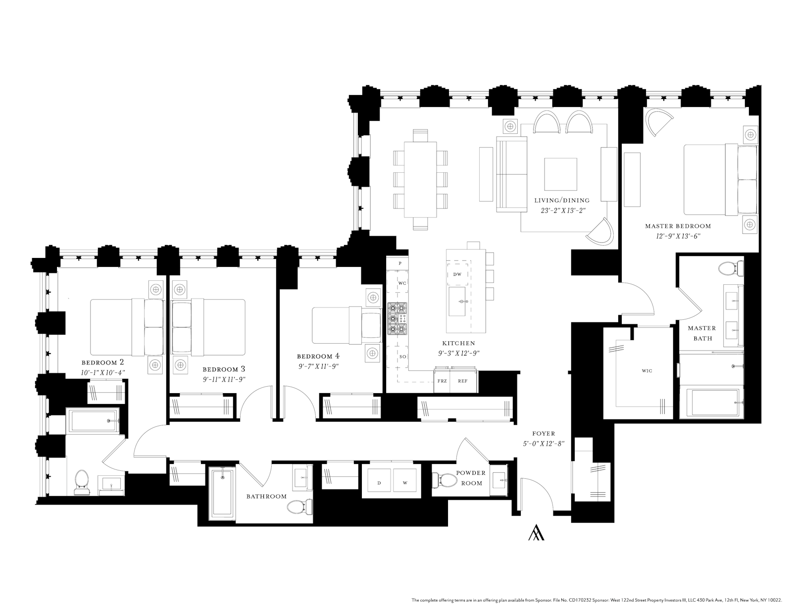 Floorplan for 543 West 122nd Street, 17A