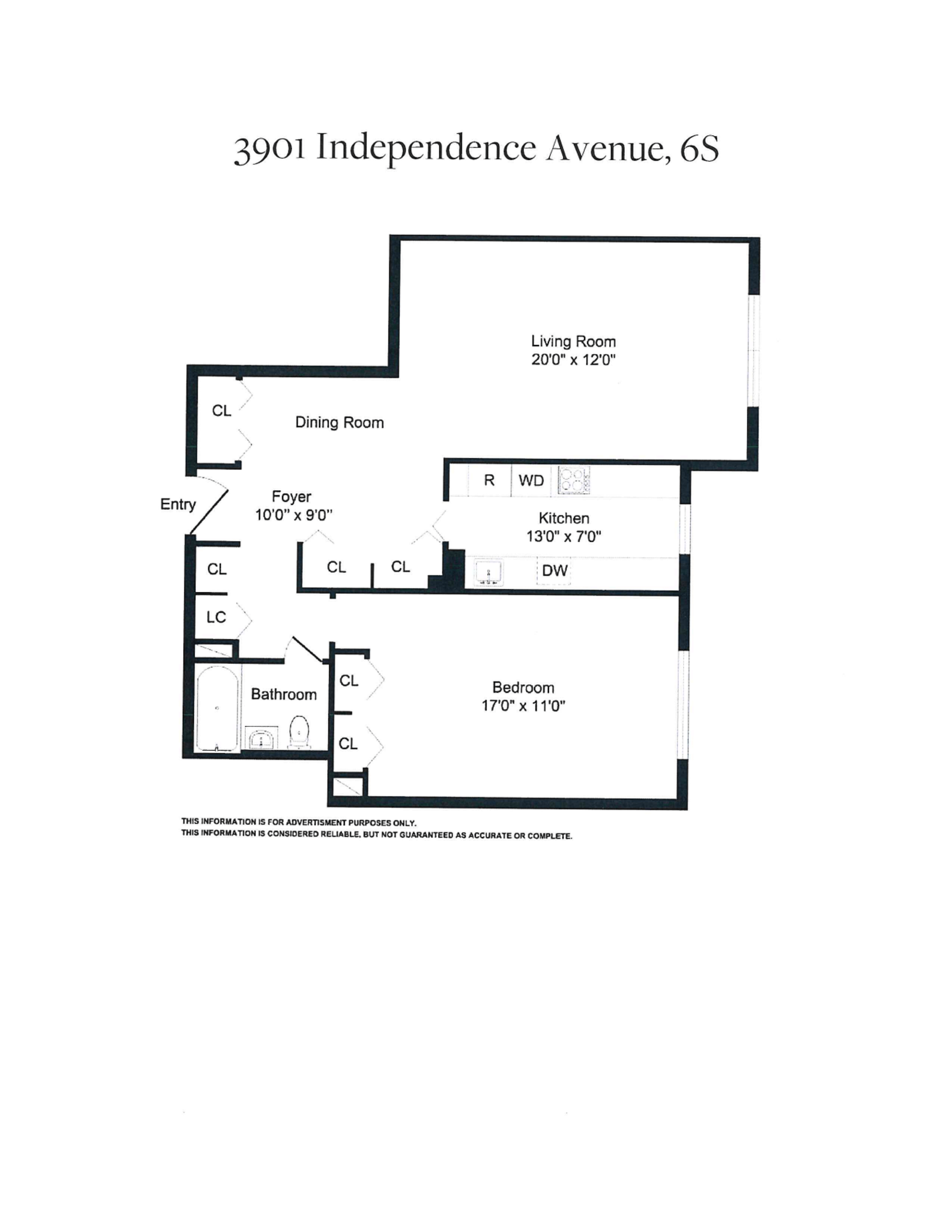 Floorplan for 3901 Independence Avenue, 6S