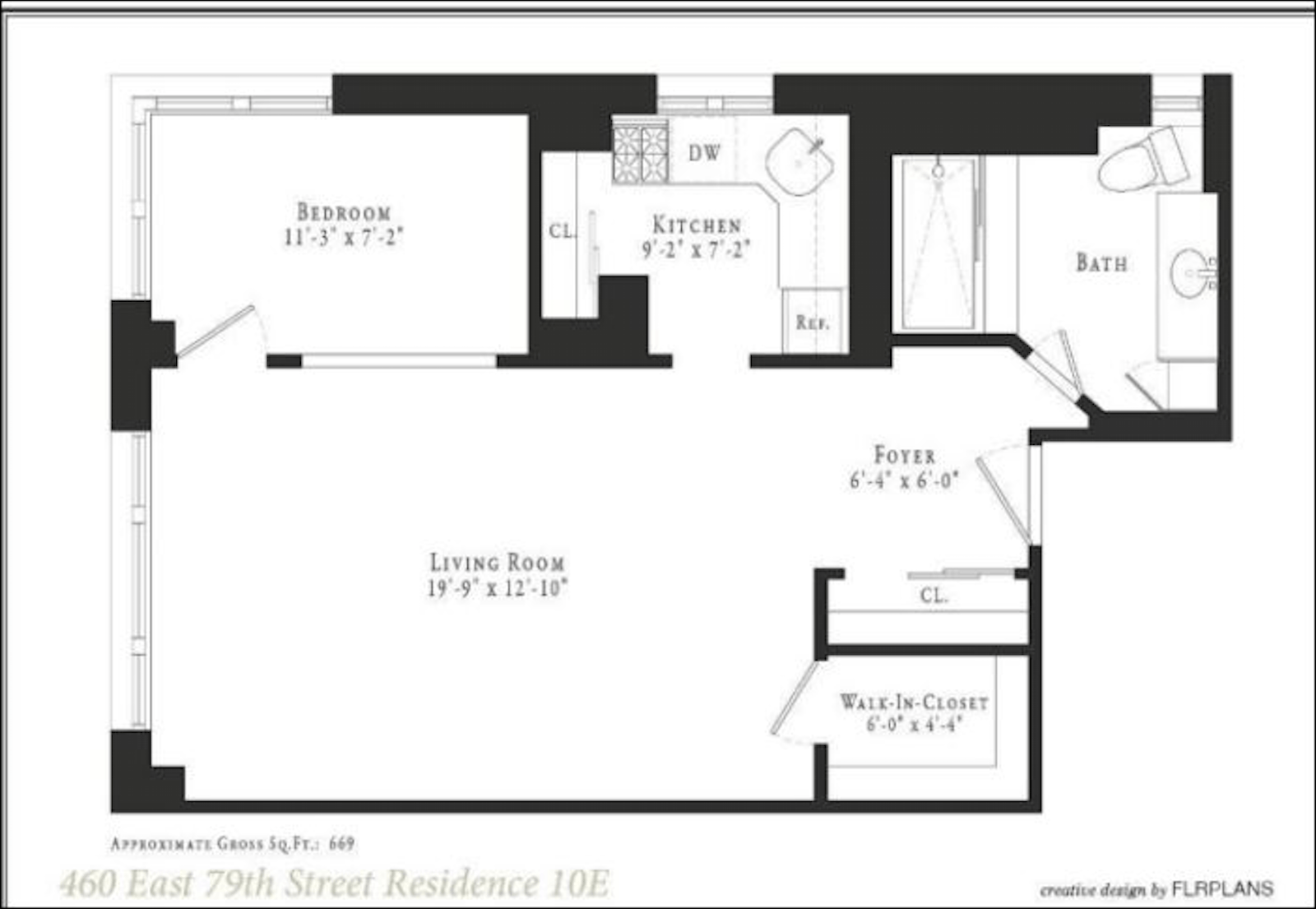 Floorplan for Large Alcove Studio Hi Fl With Views
