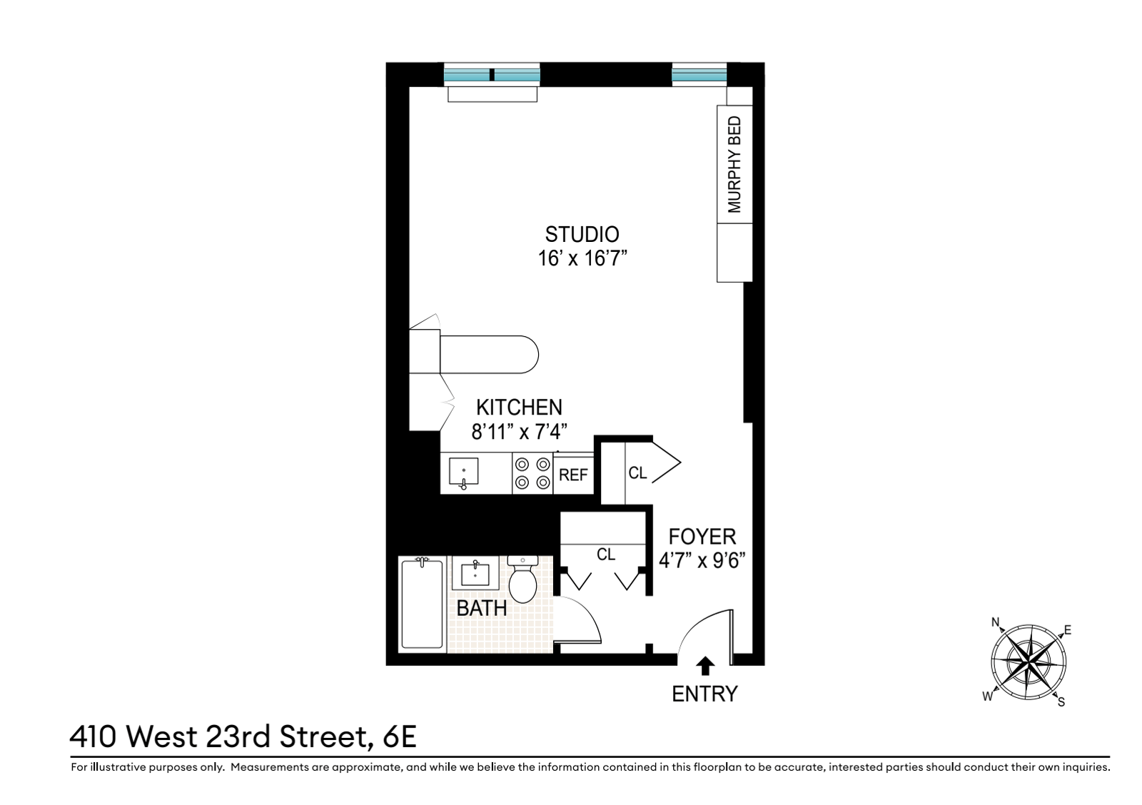 Floorplan for 410 West 23rd Street, 6E