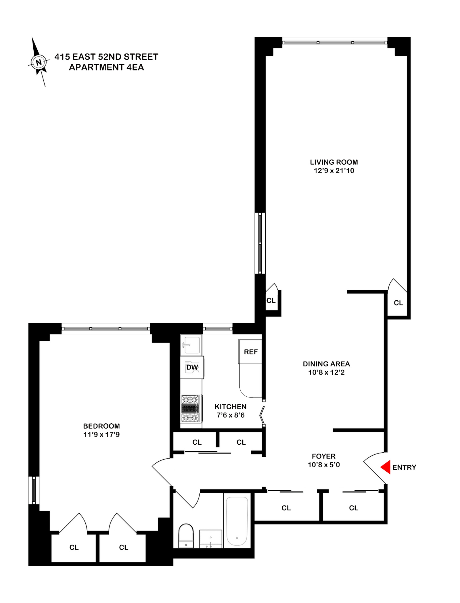 Floorplan for 415 East 52nd Street, 4EA