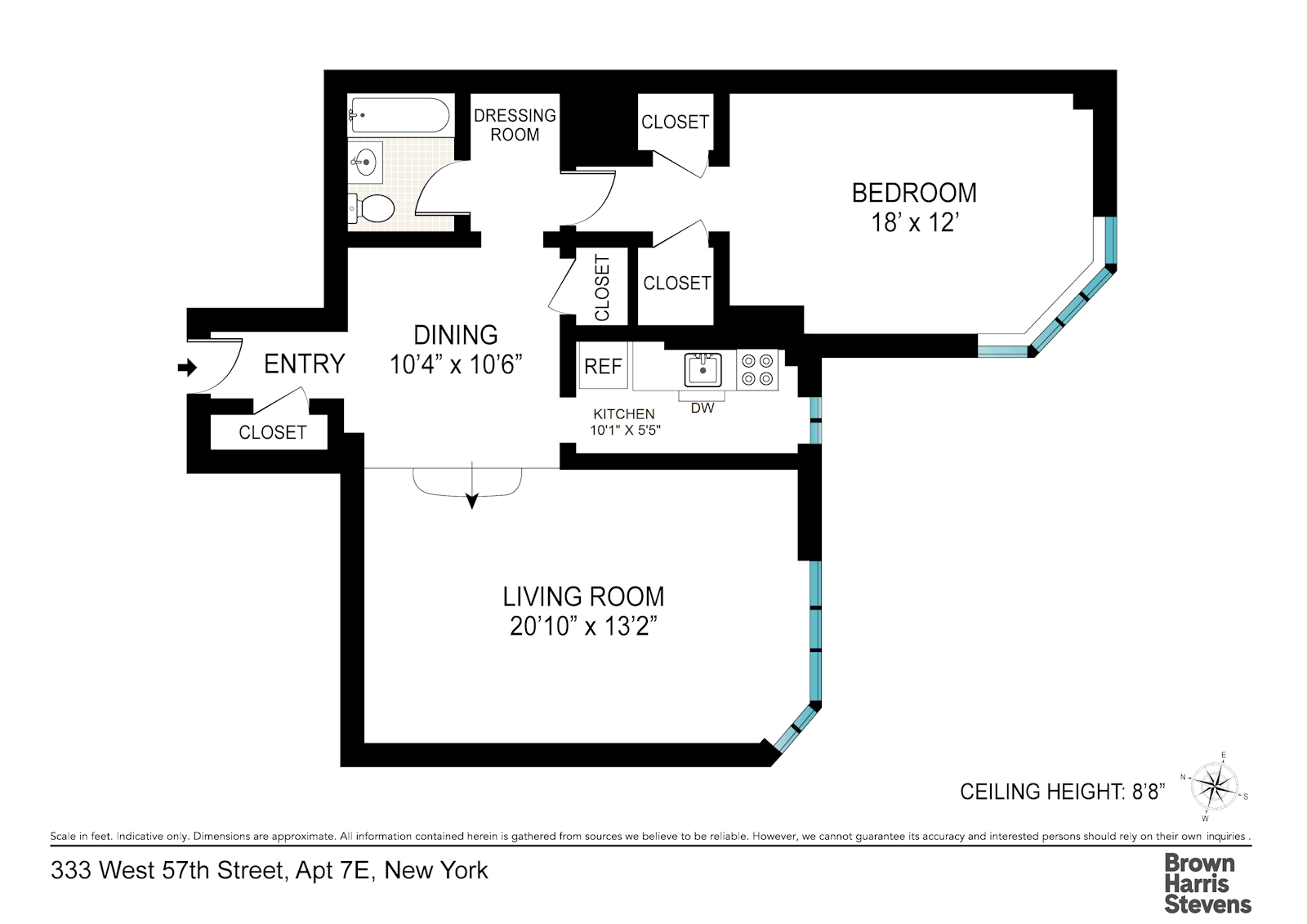 Floorplan for 333 West 57th Street, 7E
