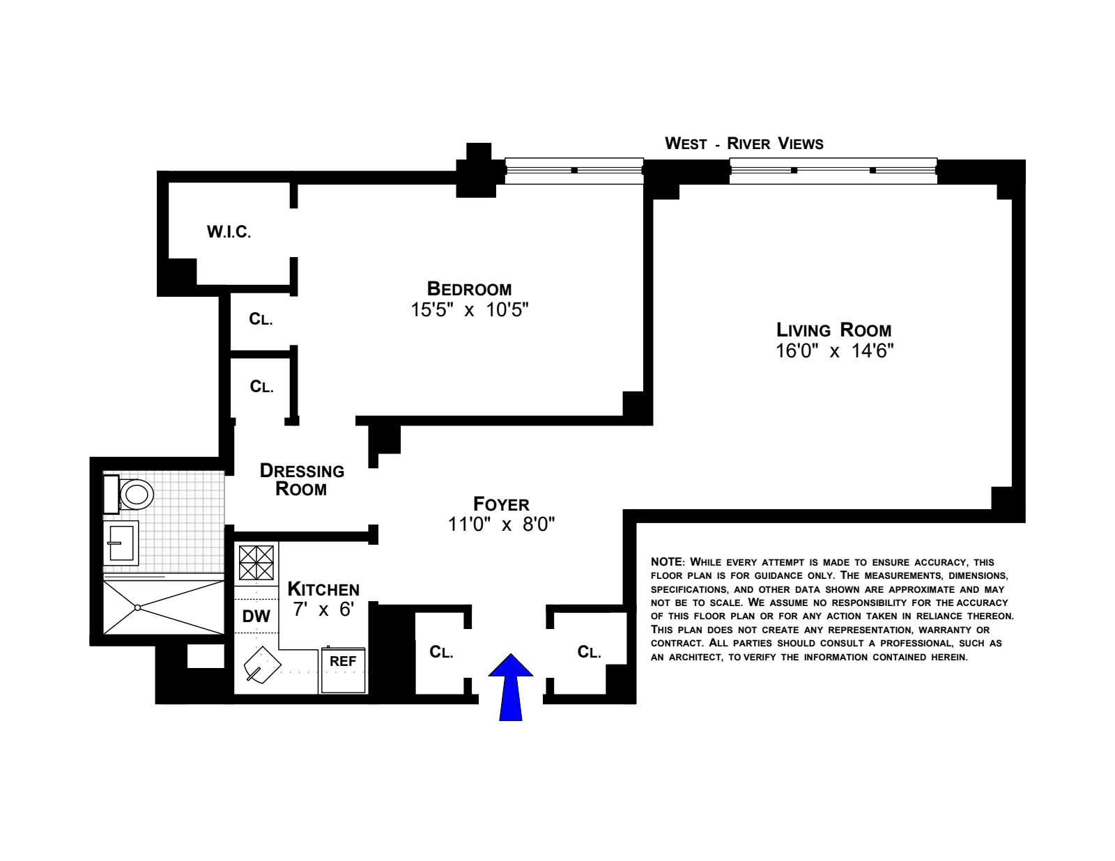 Floorplan for 11 Riverside Drive, 15AE