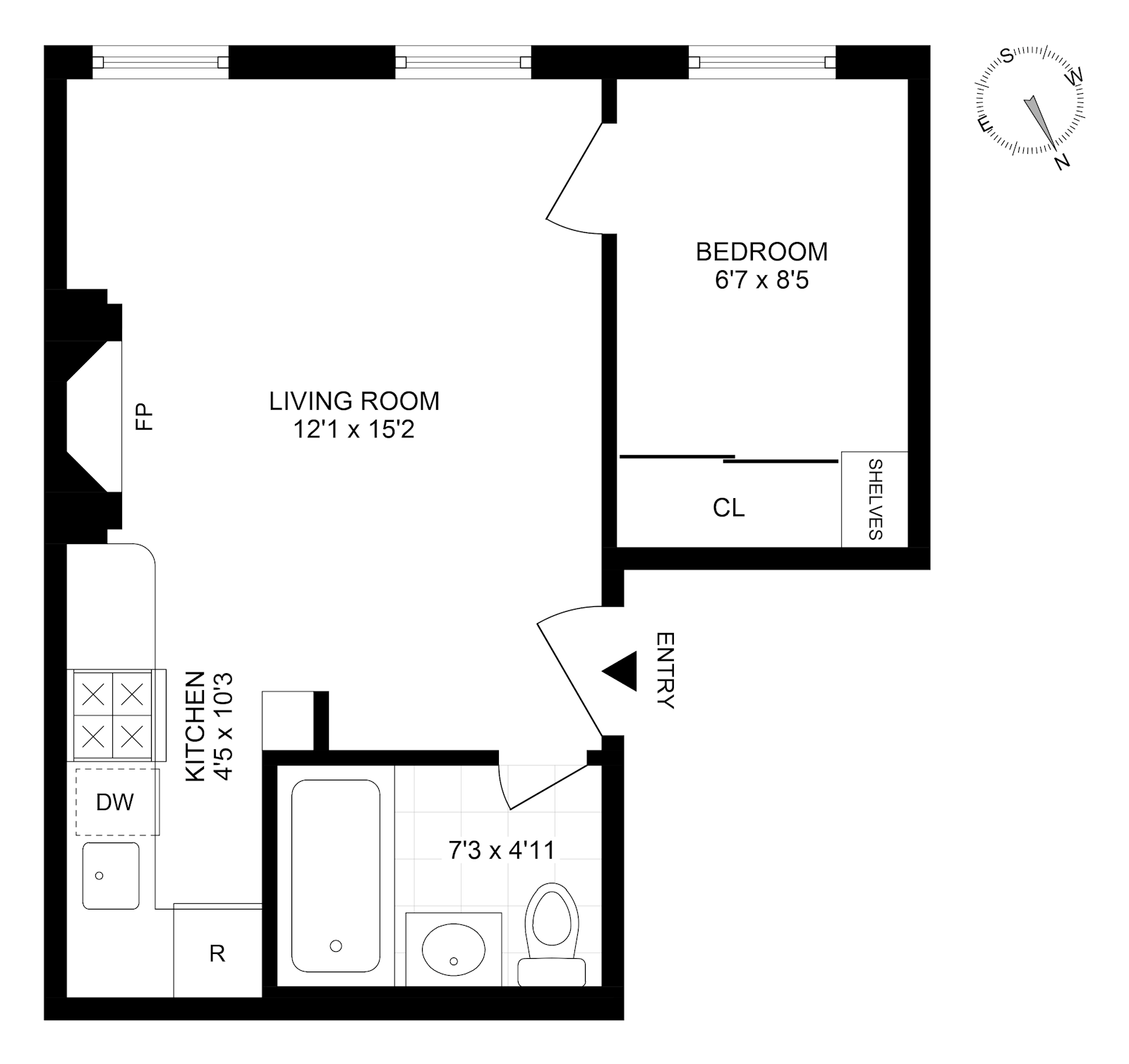 Floorplan for 239 West 13th Street, 2F