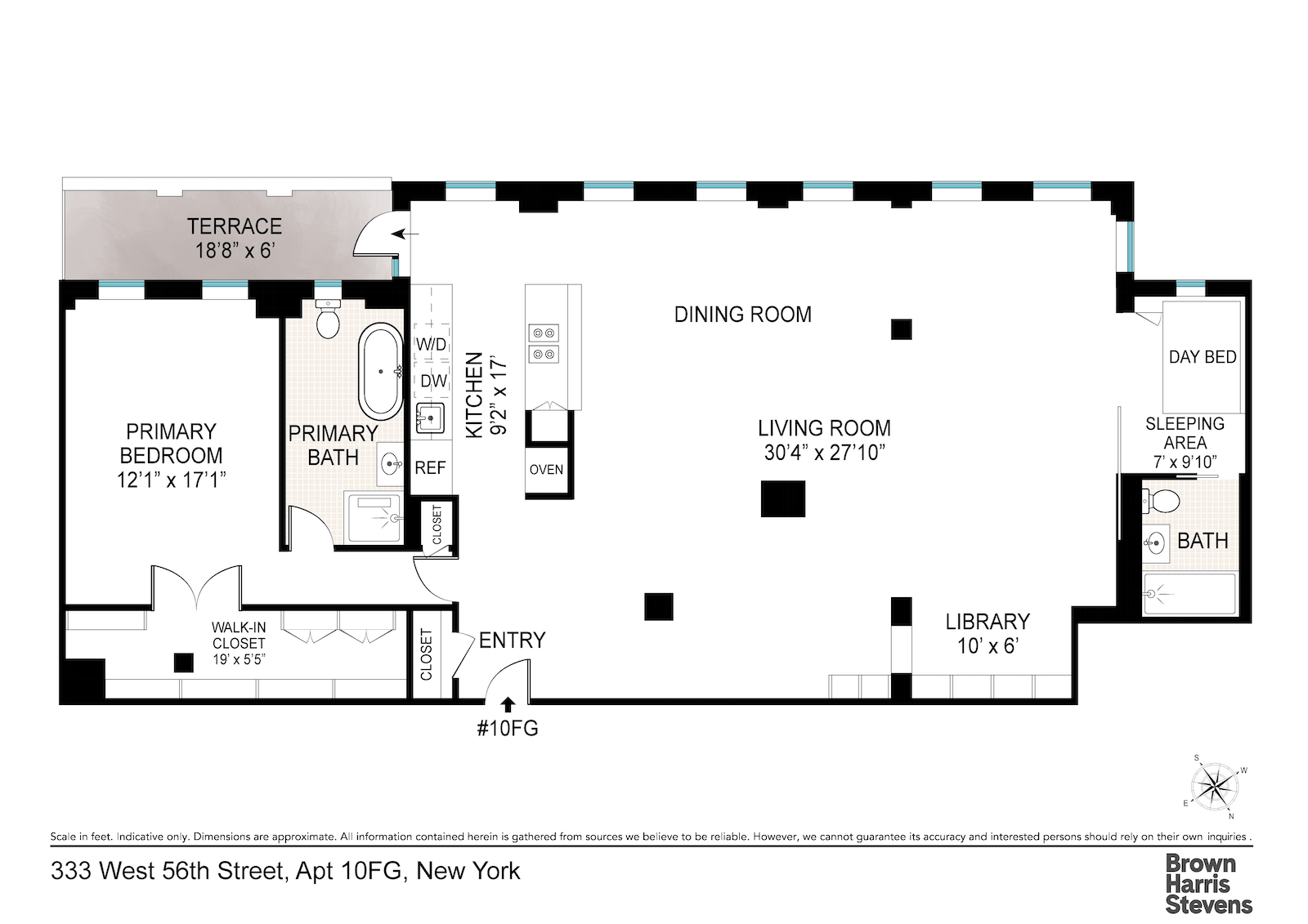 Floorplan for 333 West 56th Street, 10FG