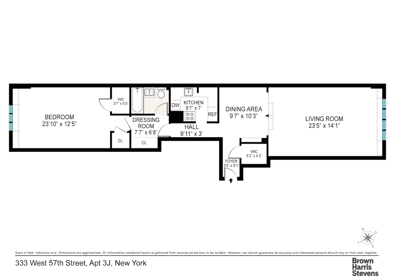 Floorplan for 333 West 57th Street, 3J
